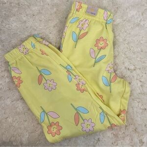 365 Kids Girls Jogger Pants Yellow Floral Size 7 NWT‎